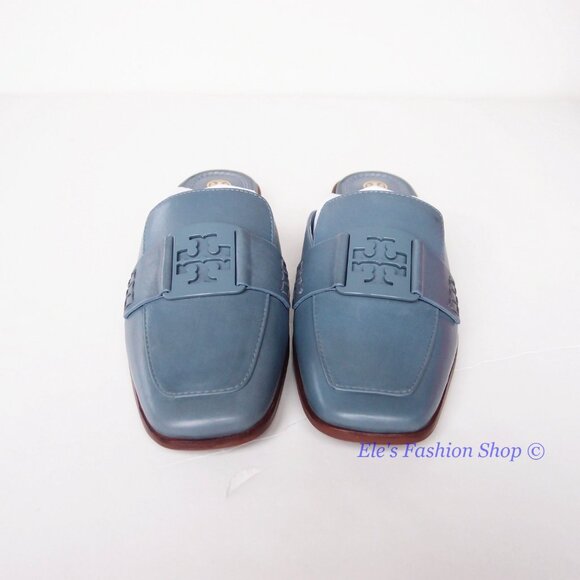 NIB Tory Burch Georgia Backless Leather Loafer Mule Blue US 7.5 8 8.5 AUTHENTIC - Picture 10 of 16